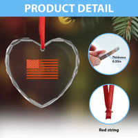 Unpaid Peaceful Protester Orange Distressed American Flag Heart Crystal Glass Ornament Satirical Political Graphic