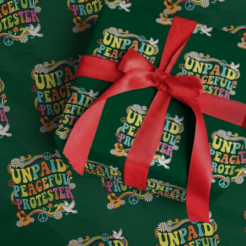 Unpaid Peaceful Protester Retro Hippie Rainbow Wrapping Paper Roll Flower Power Peace Activist