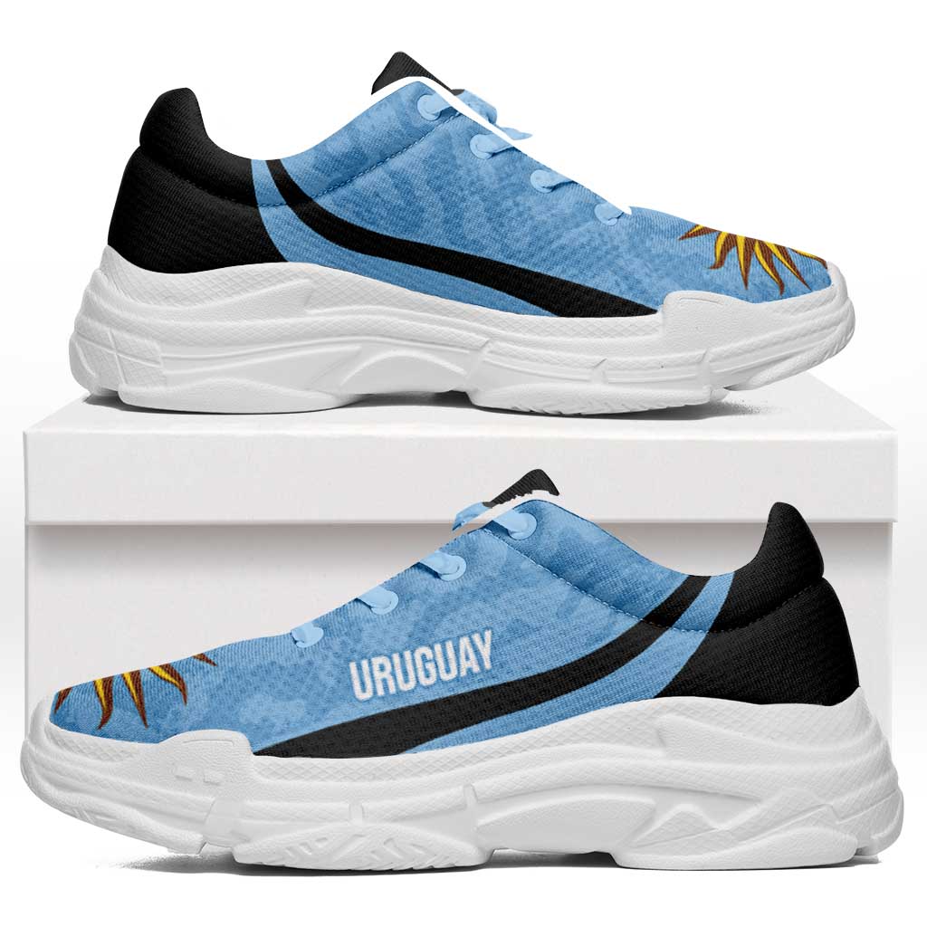 Uruguay 2026 Football Chunky Sneakers La Celeste Sol de Mayo Curve Stylized - Wonder Print Shop