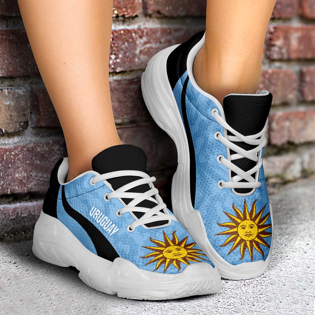 Uruguay 2026 Football Chunky Sneakers La Celeste Sol de Mayo Curve Stylized - Wonder Print Shop