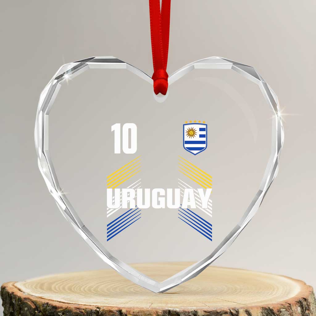 Uruguay Soccer Sports Graphic Number 10 Jersey Style Heart Crystal Glass Ornament Proud Uruguayan Football Fans Game Day Pride