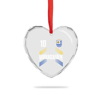 Uruguay Soccer Sports Graphic Number 10 Jersey Style Heart Crystal Glass Ornament Proud Uruguayan Football Fans Game Day Pride