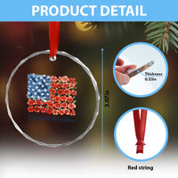 US 250 Years Of Freedom Crystal Glass Ornament Retro Flower American Flag