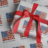 US 250 Years Of Freedom Wrapping Paper Roll Retro Flower American Flag