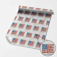 US 250 Years Of Freedom Wrapping Paper Roll Retro Flower American Flag