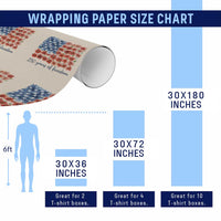 US 250 Years Of Freedom Wrapping Paper Roll Retro Flower American Flag