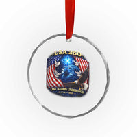 US 250th Anniversary Crystal Glass Ornament 250 Years One Nation Under God Christian Patriotic Cross USA Flag
