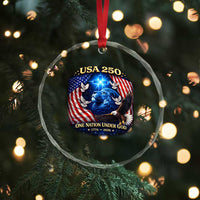 US 250th Anniversary Crystal Glass Ornament 250 Years One Nation Under God Christian Patriotic Cross USA Flag