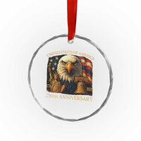 US 250th Anniversary Crystal Glass Ornament Retro Bald Eagle American Flag Patriotic Veterans TS10