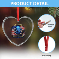 US 250th Anniversary Heart Crystal Glass Ornament 250 Years One Nation Under God Christian Patriotic Cross USA Flag