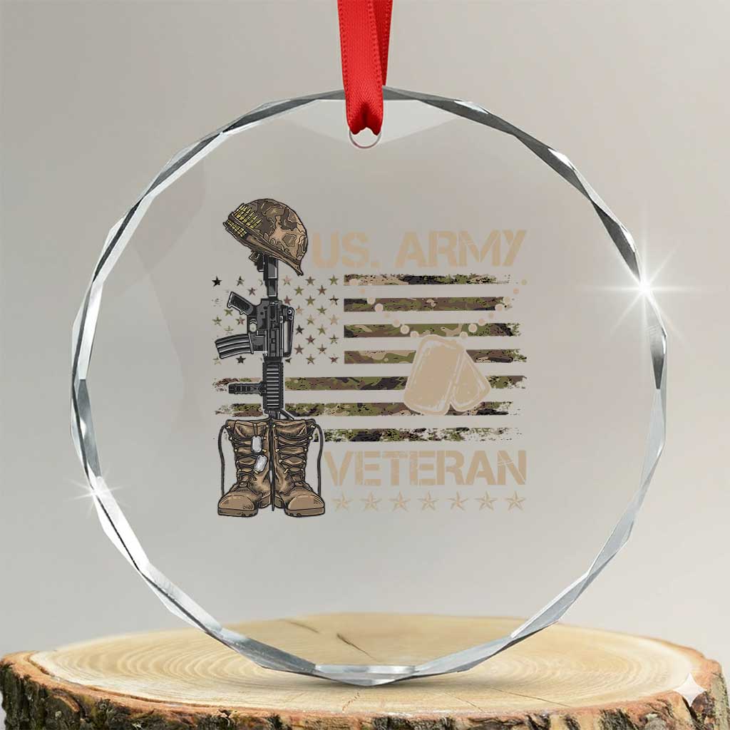 US Army Veteran Flag Crystal Glass Ornament - Wonder Print Shop