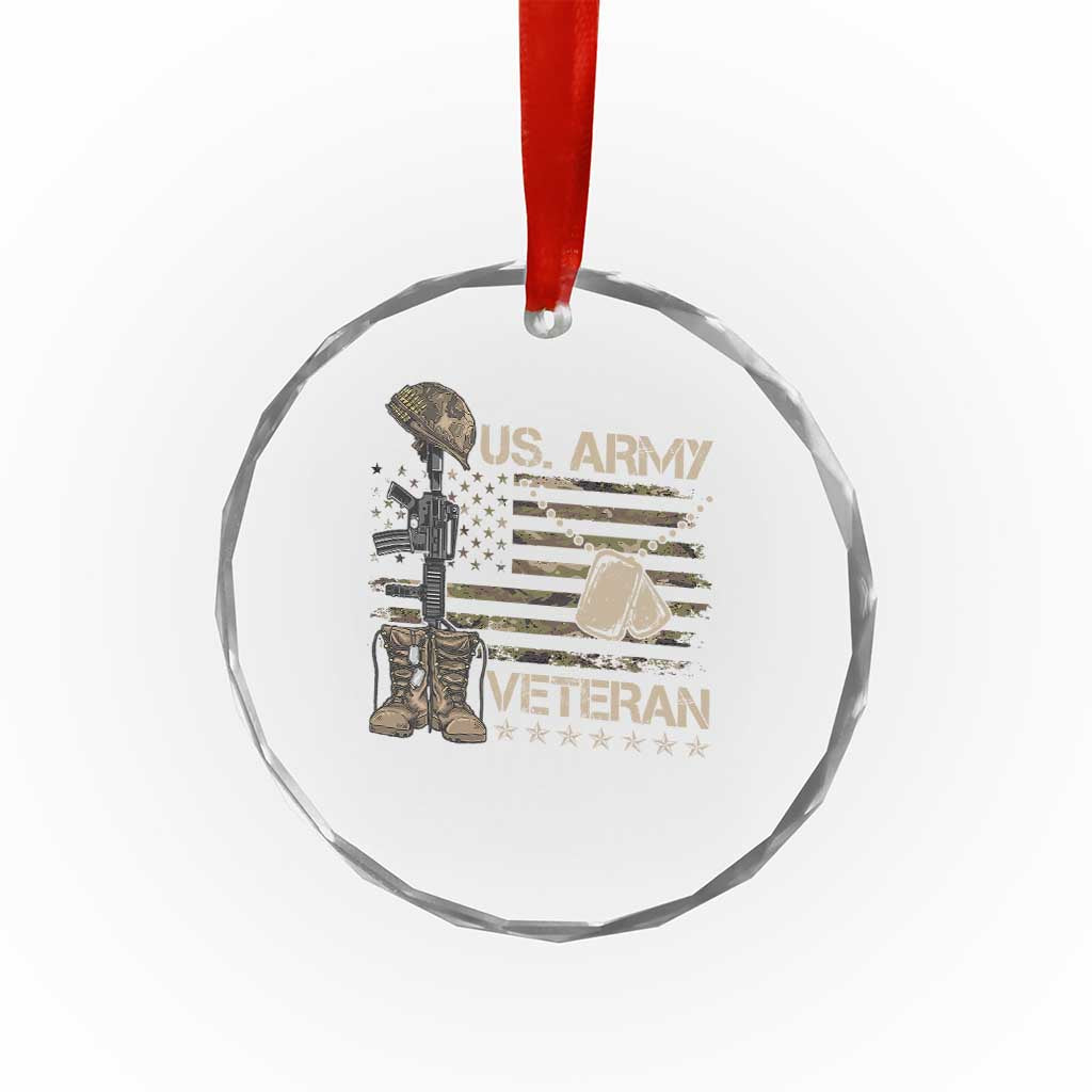 US Army Veteran Flag Crystal Glass Ornament - Wonder Print Shop