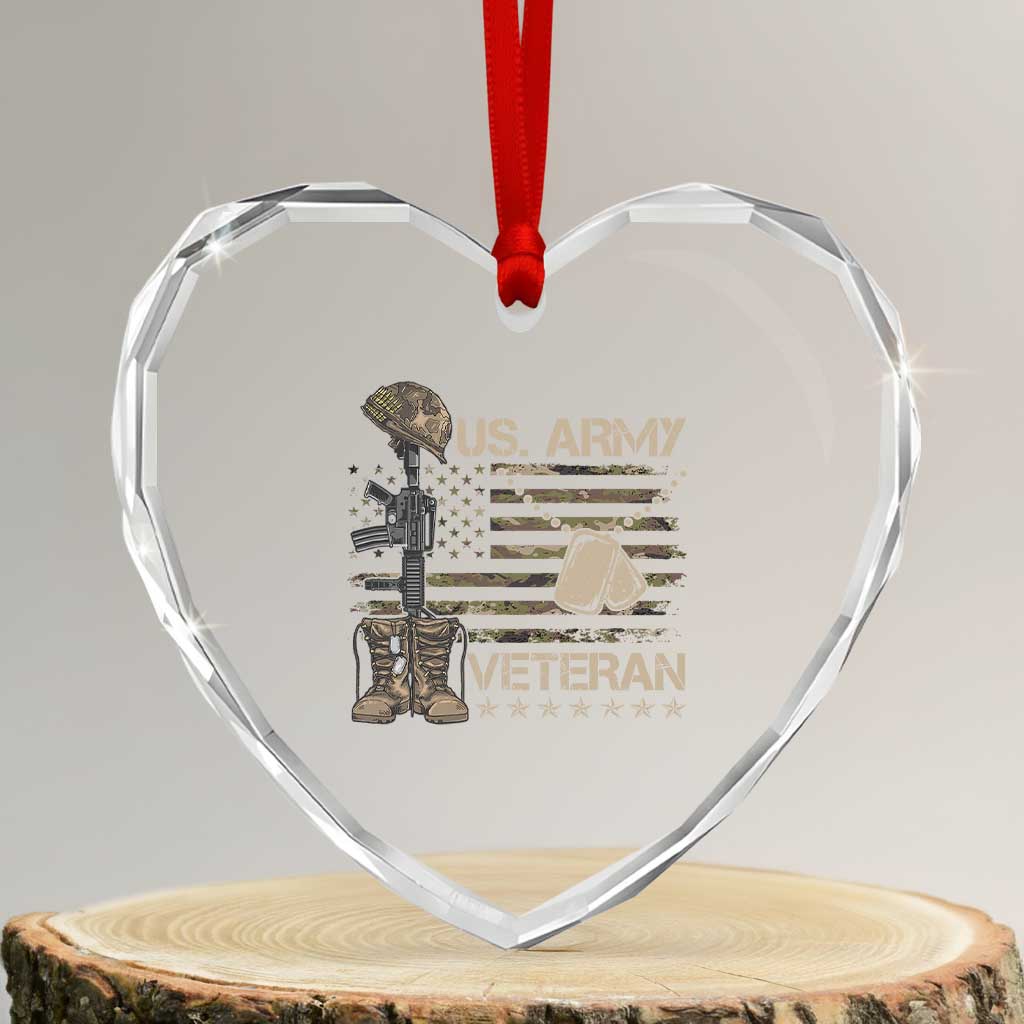 US Army Veteran Flag Heart Crystal Glass Ornament - Wonder Print Shop
