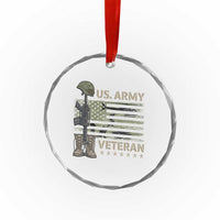US Arrny Veteran Crystal Glass Ornament Proud Soldier USA Flag Camouflage Military - Wonder Print Shop