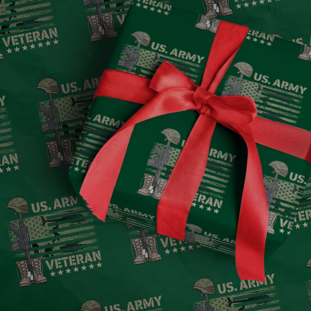 US Arrny Veteran Wrapping Paper Roll Proud Soldier USA Flag Camouflage Military - Wonder Print Shop