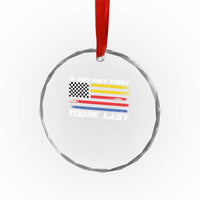 US Flag Car Racing Crystal Glass Ornament If You Aint First Youre Last Checkered Flag - Wonder Print Shop
