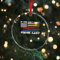 US Flag Car Racing Crystal Glass Ornament If You Aint First Youre Last Checkered Flag - Wonder Print Shop