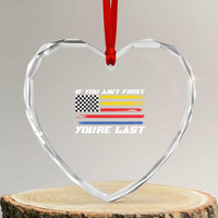 US Flag Car Racing Heart Crystal Glass Ornament If You Aint First Youre Last Checkered Flag - Wonder Print Shop