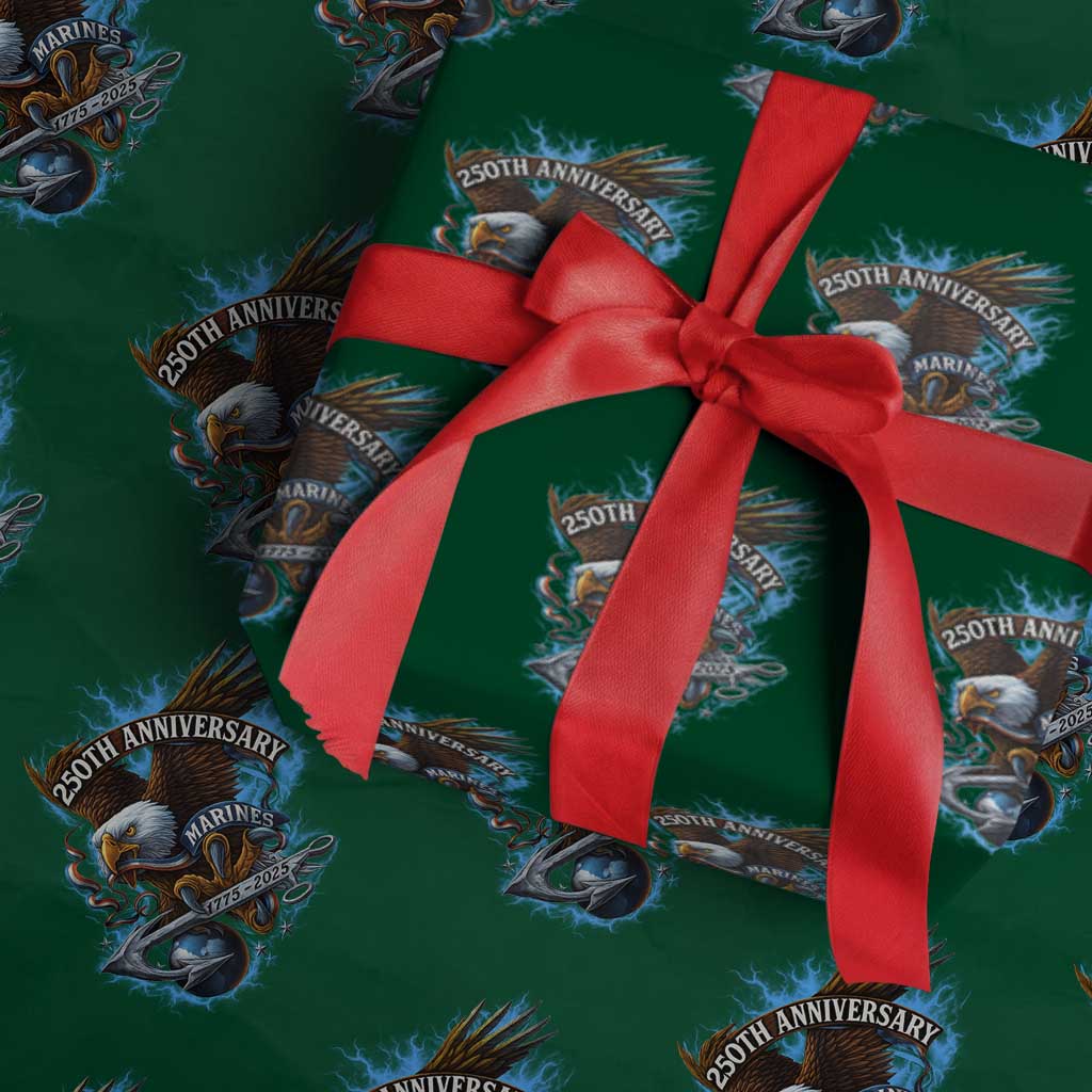Us Marines Military 250th Anniversary Wrapping Paper Roll Bald Eagle Anchor - Wonder Print Shop