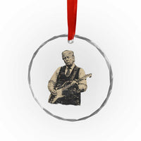 US Nation's Leader Playing Electic Rock Guitar Retro Vintage Crystal Glass Ornament