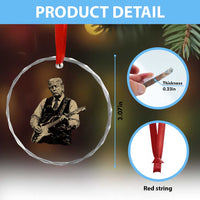 US Nation's Leader Playing Electic Rock Guitar Retro Vintage Crystal Glass Ornament