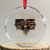 US Navy Military 250th Anniversary Crystal Glass Ornament 250 Years Sea To Shore Bald Eagle TS11