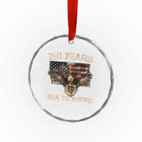 US Navy Military 250th Anniversary Crystal Glass Ornament 250 Years Sea To Shore Bald Eagle TS11
