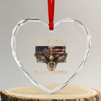 US Navy Military 250th Anniversary Heart Crystal Glass Ornament 250 Years Sea To Shore Bald Eagle - Wonder Print Shop