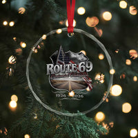 US Route 69 Centennial Celebration Crystal Glass Ornament Highway Road 100 Years Anniversary American Flag