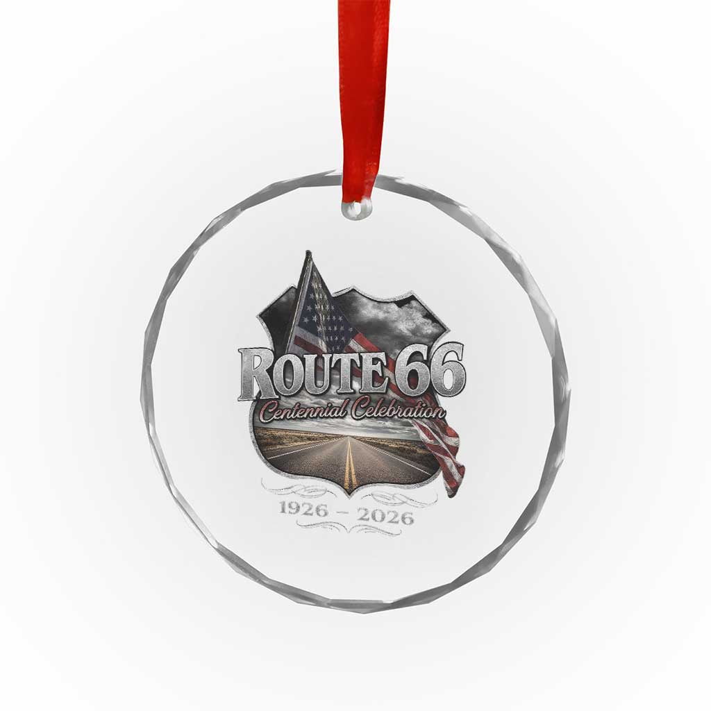 US Route Highway 66 Centennial Celebration Crystal Glass Ornament 100 Years Of The Mother Road Vintage American Flag