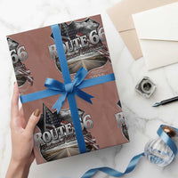 US Route Highway 66 Centennial Celebration Wrapping Paper Roll 100 Years Of The Mother Road Vintage American Flag