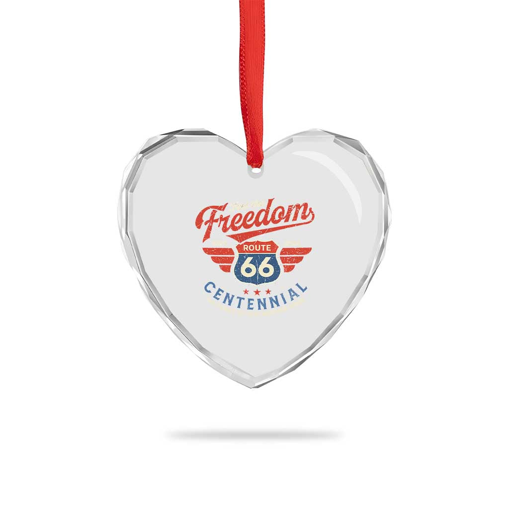 US Route Highway 66 Centennial Heart Crystal Glass Ornament Feel The Freedom 100 Years Of The Mother Road