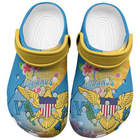US Virgin Islands Clogs Shoes Coat of Arms Plumeria Curve Style - Wonder Print Shop