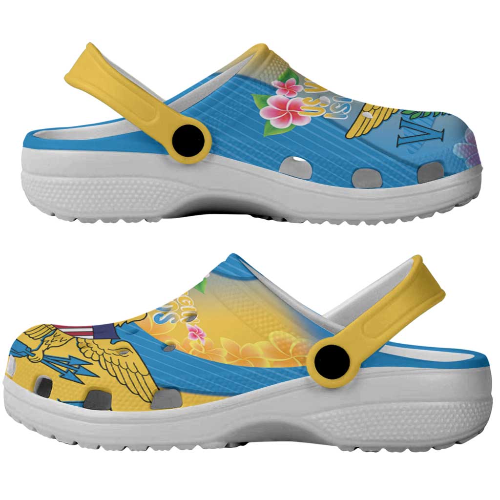 US Virgin Islands Clogs Shoes Coat of Arms Plumeria Curve Style - Wonder Print Shop