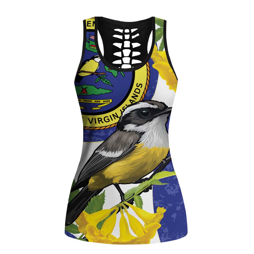 US Virgin Islands Hollow Tank Top Bananaquit Bird Mix Ginger Thomas Flower - Wonder Print Shop