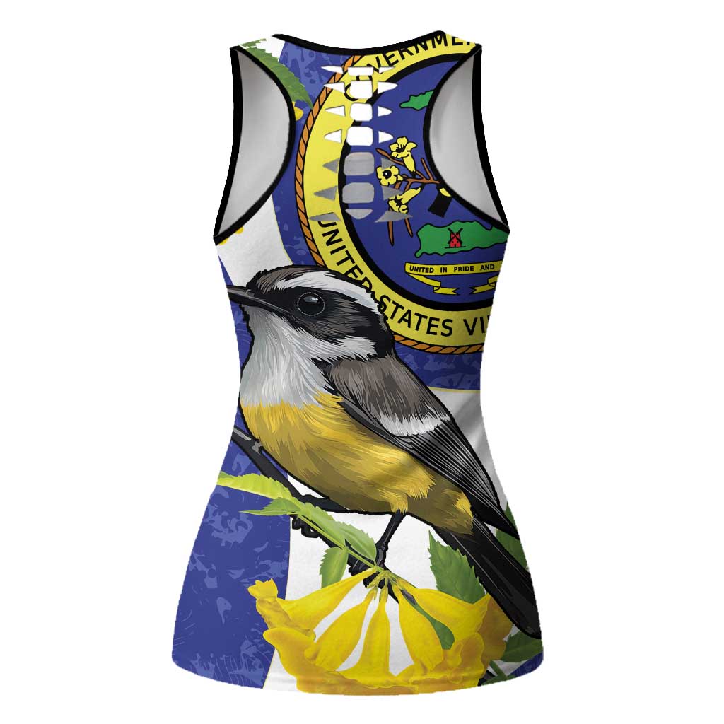 US Virgin Islands Hollow Tank Top Bananaquit Bird Mix Ginger Thomas Flower - Wonder Print Shop
