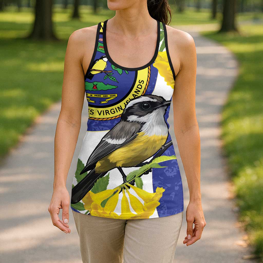US Virgin Islands Hollow Tank Top Bananaquit Bird Mix Ginger Thomas Flower - Wonder Print Shop
