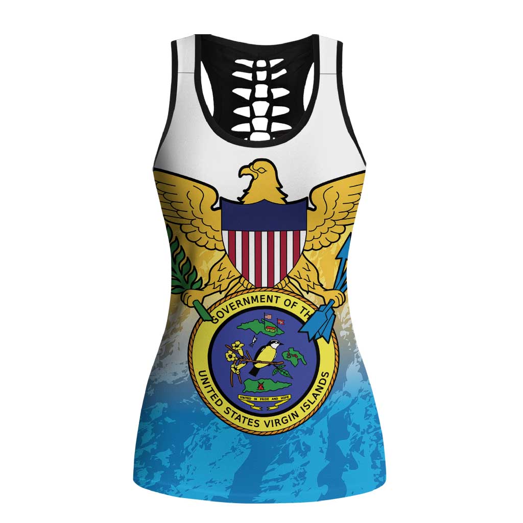 US Virgin Islands Hollow Tank Top Coat Of Arms Grunge Style - Wonder Print Shop