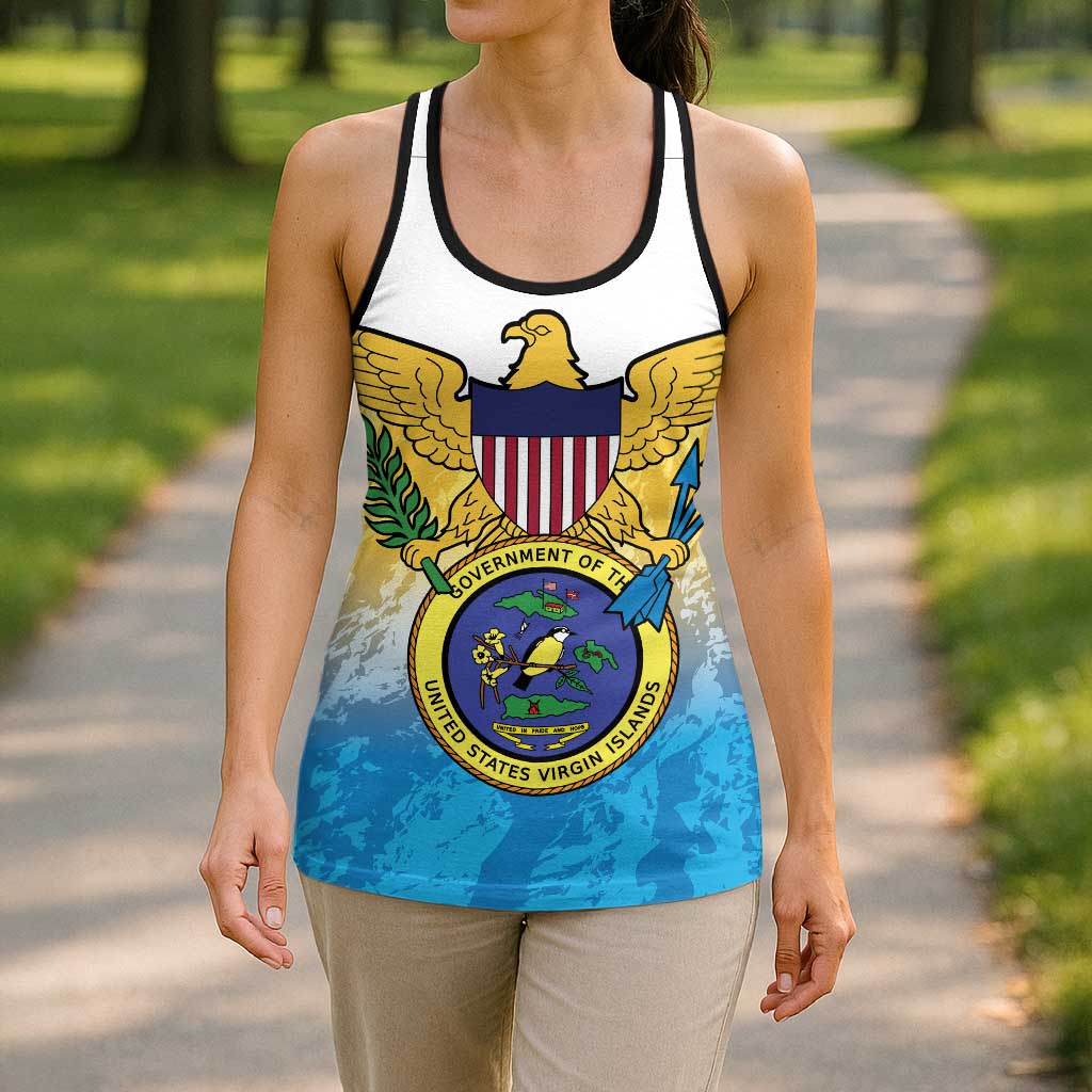 US Virgin Islands Hollow Tank Top Coat Of Arms Grunge Style - Wonder Print Shop
