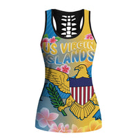 US Virgin Islands Hollow Tank Top Coat of Arms Plumeria Curve Style - Wonder Print Shop
