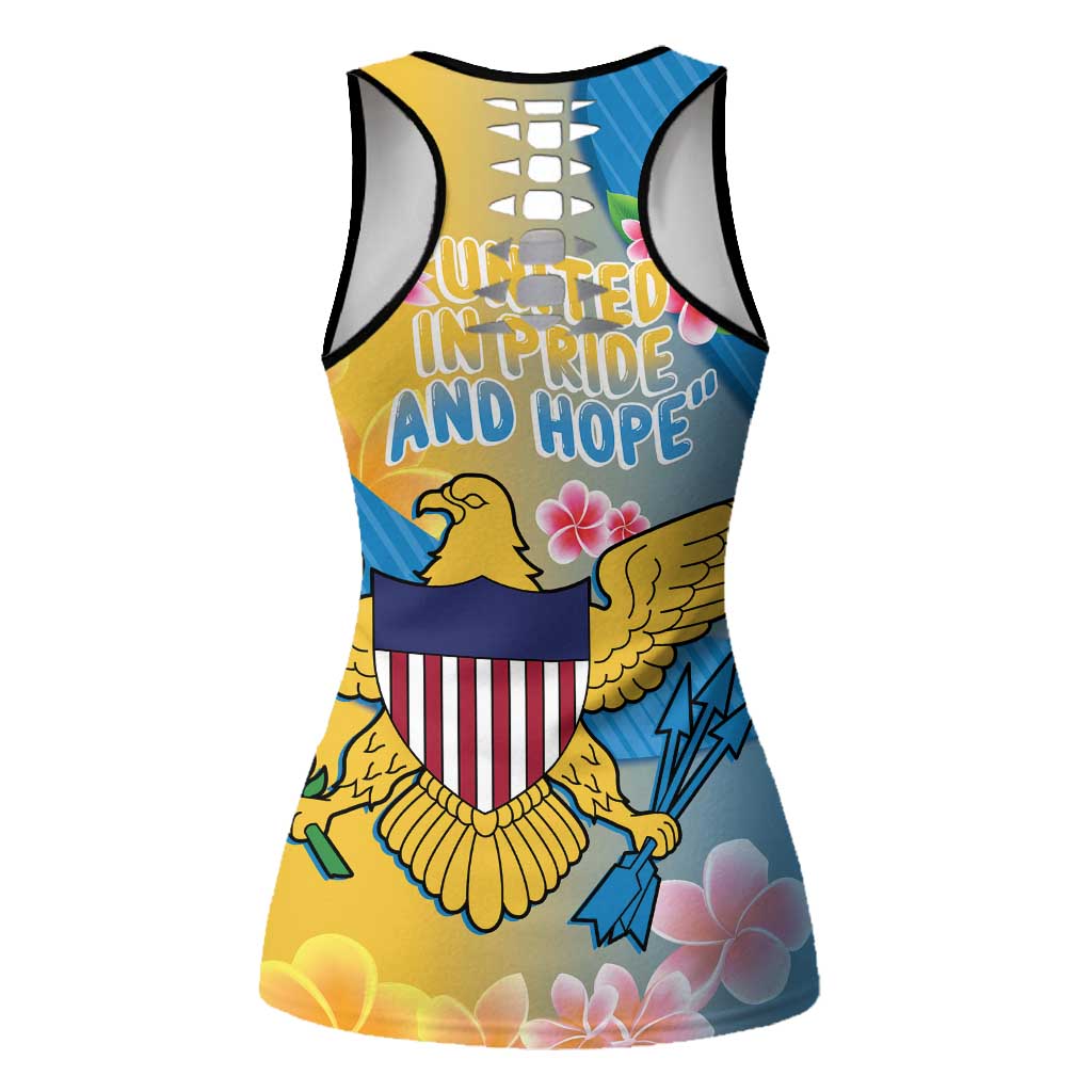 US Virgin Islands Hollow Tank Top Coat of Arms Plumeria Curve Style - Wonder Print Shop