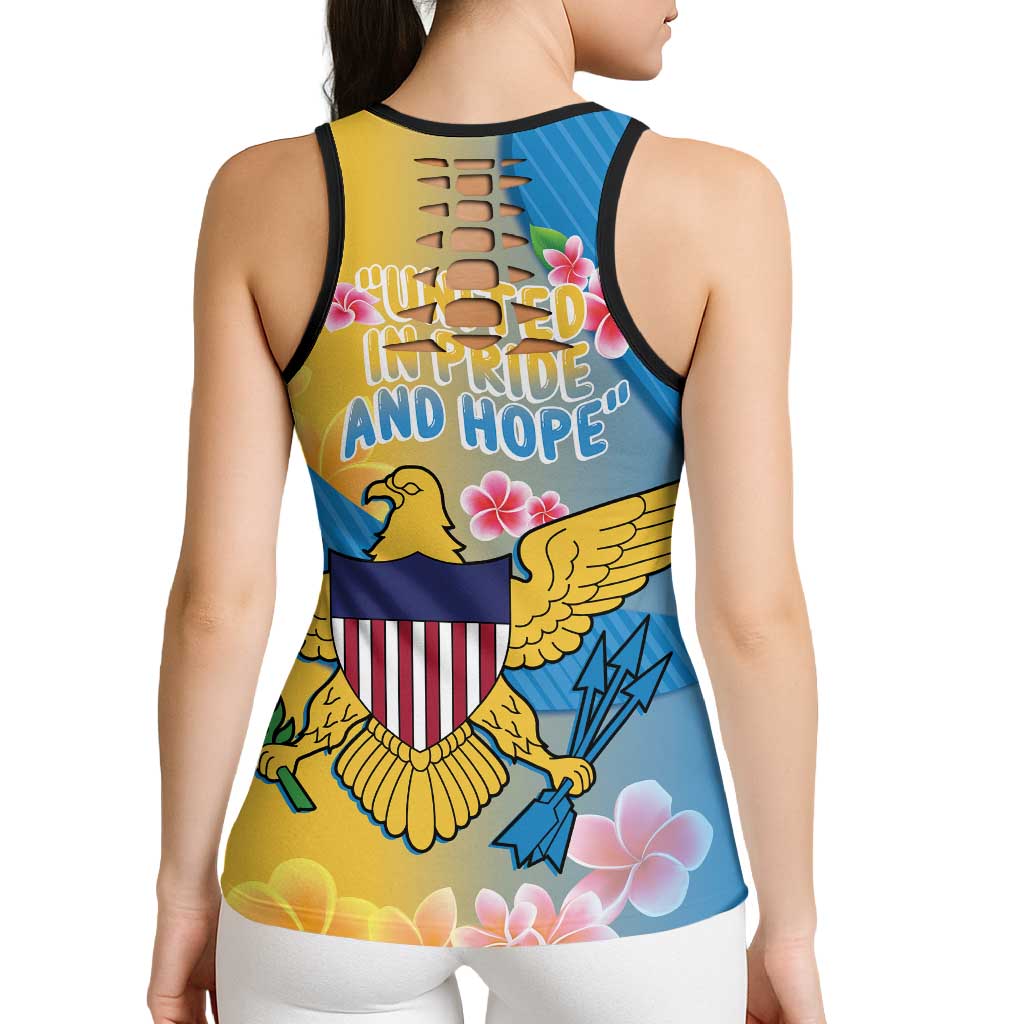 US Virgin Islands Hollow Tank Top Coat of Arms Plumeria Curve Style - Wonder Print Shop