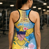 US Virgin Islands Hollow Tank Top Coat of Arms Plumeria Curve Style - Wonder Print Shop