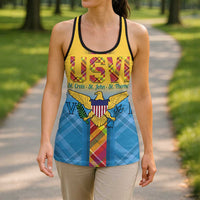 US Virgin Islands Hollow Tank Top Madras Pattern Gradient Style - Wonder Print Shop
