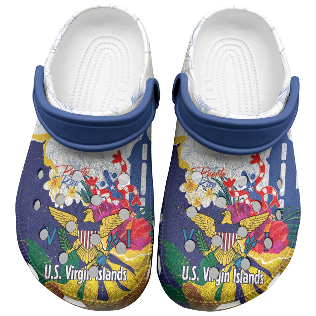 US Virgin Islands - Puerto Rico Day Clogs Shoes Boricua Coqui Yellow-colored Eagle - Wonder Print Shop