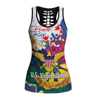 US Virgin Islands - Puerto Rico Day Hollow Tank Top Boricua Coqui Yellow-colored Eagle - Wonder Print Shop
