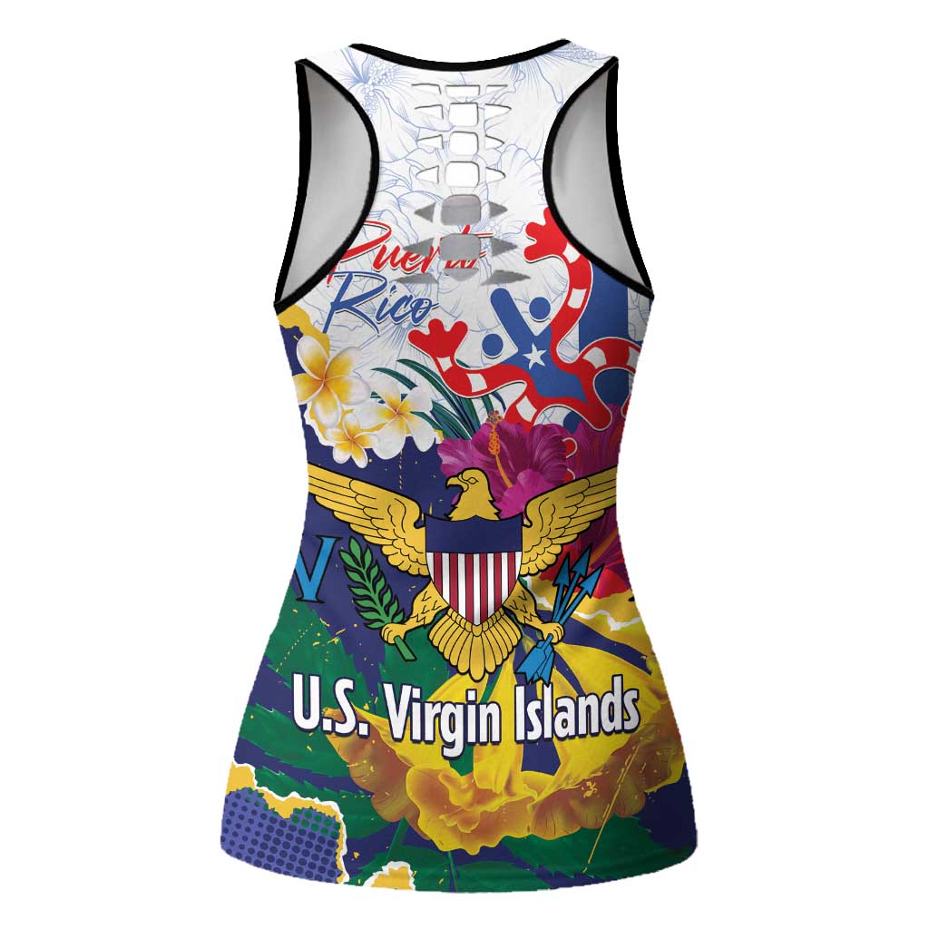 US Virgin Islands - Puerto Rico Day Hollow Tank Top Boricua Coqui Yellow-colored Eagle - Wonder Print Shop