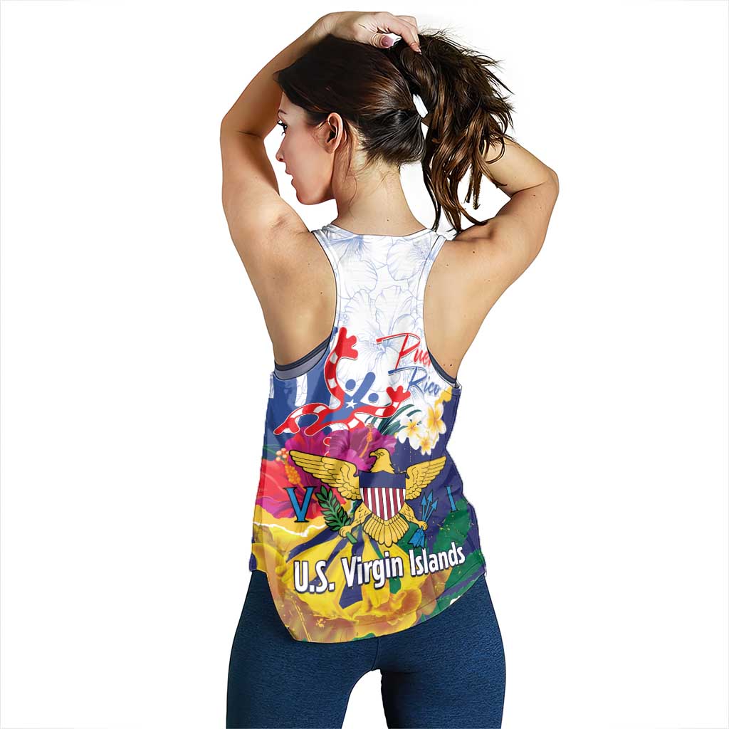 US Virgin Islands - Puerto Rico Day Women Racerback Tank Boricua Coqui Yellow-colored Eagle - Wonder Print Shop