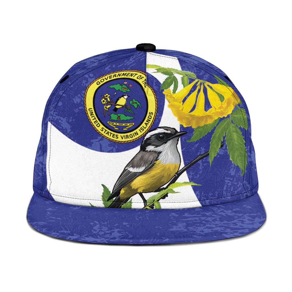 US Virgin Islands Snapback Cap Bananaquit Bird Mix Ginger Thomas Flower - Wonder Print Shop