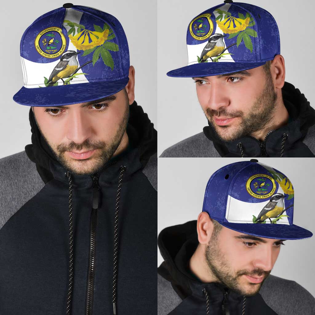 US Virgin Islands Snapback Cap Bananaquit Bird Mix Ginger Thomas Flower - Wonder Print Shop